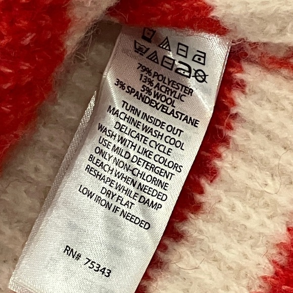 William Rast women’s small Cream with red stripes chunky Knit WOOL blend Sweater - Picture 3 of 13